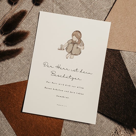 Postkarte “Der Herr ist dein Beschützer” Mädchen