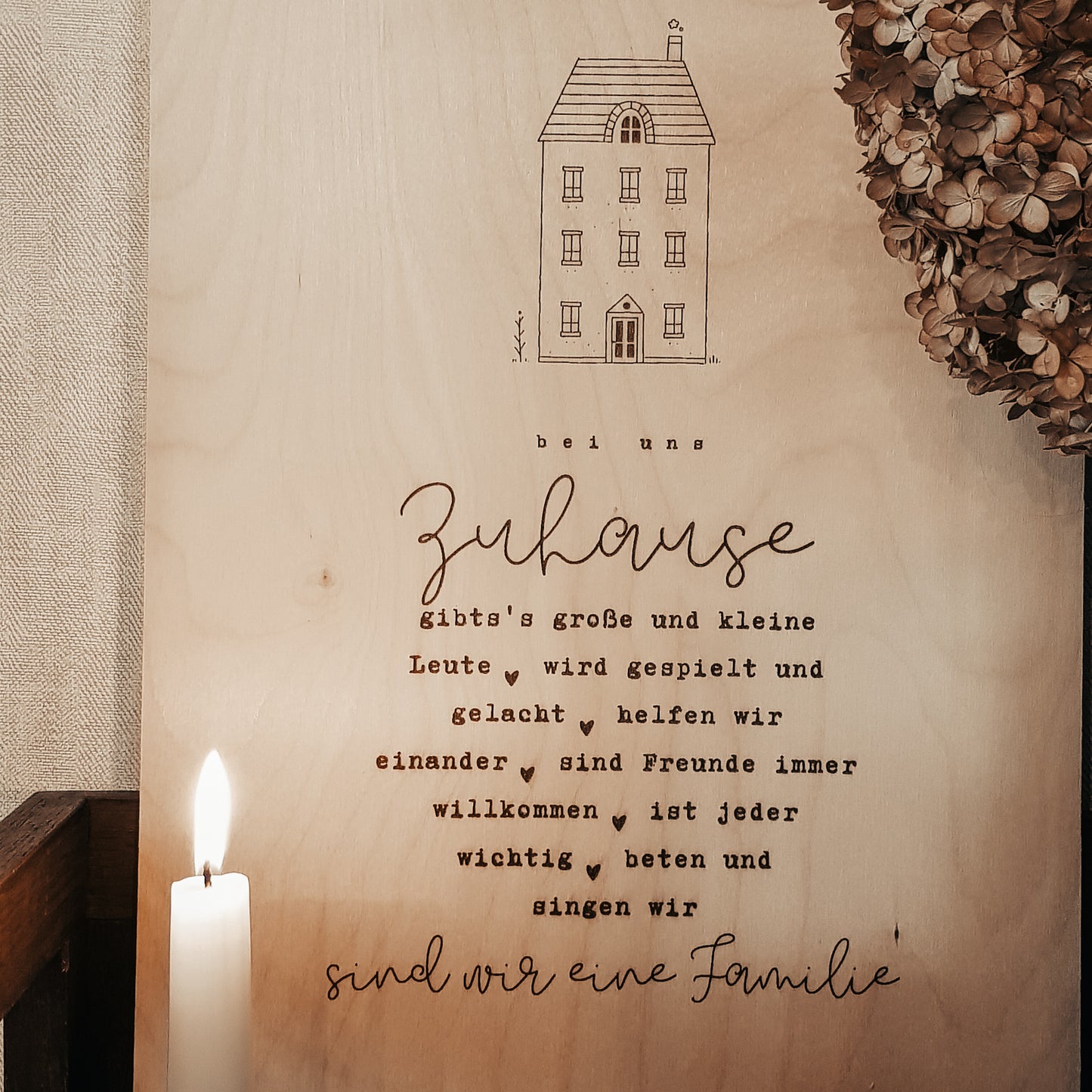 Holzposter A3 "Bei uns Zuhause"