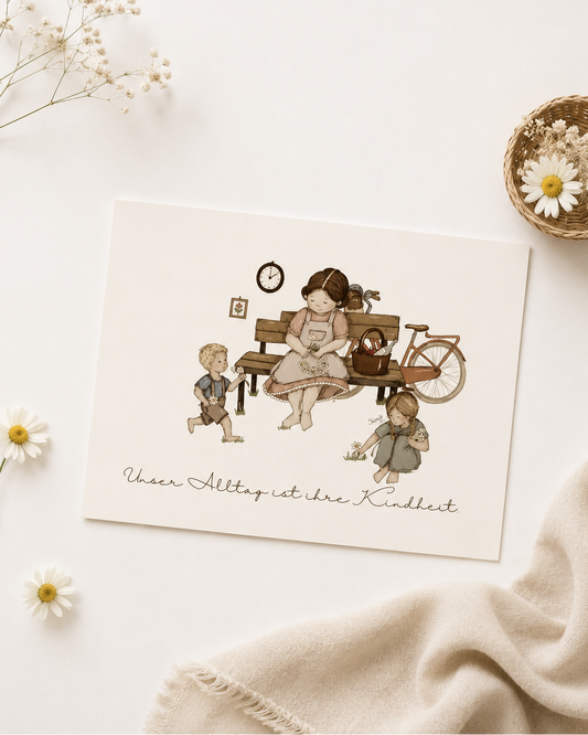 Postkarte “Unser Alltag ist ihre Kindheit”