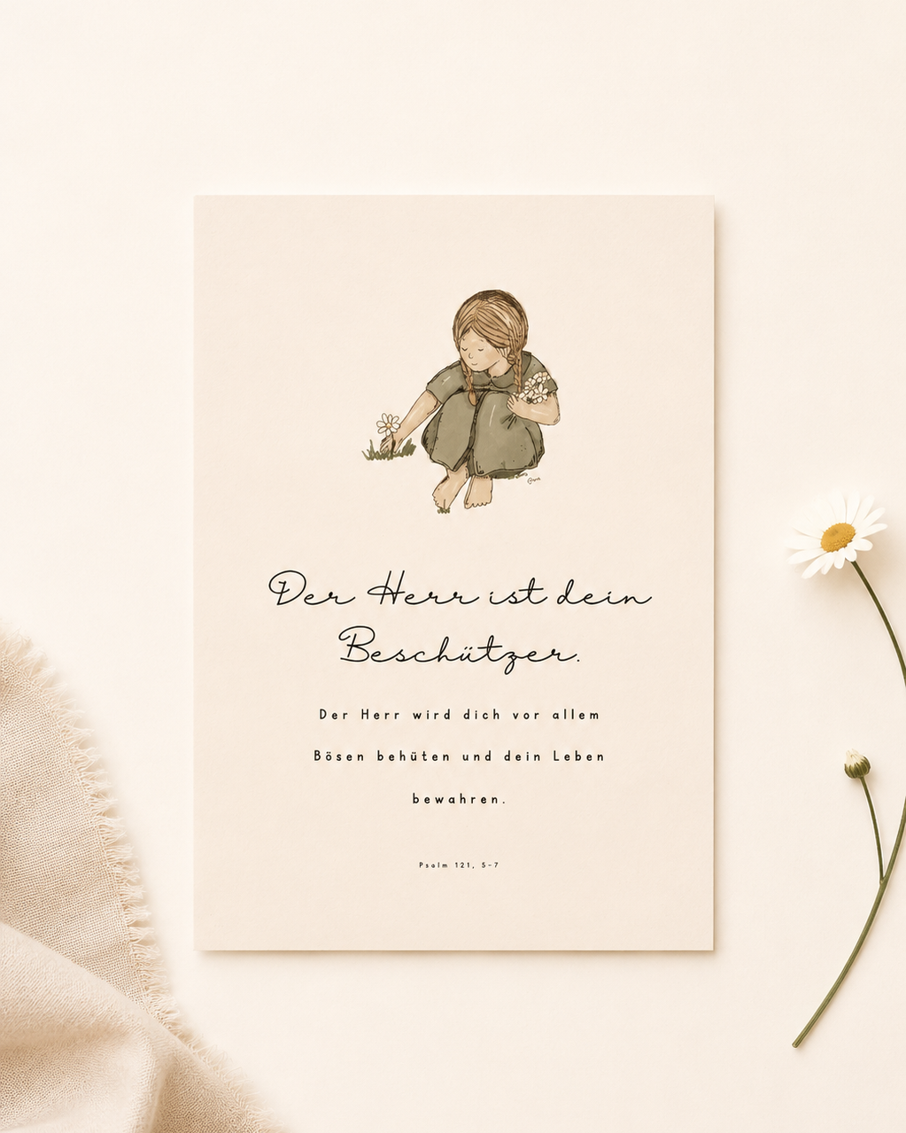 Postkarte “Der Herr ist dein Beschützer” Mädchen