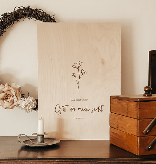 Holzposter A3 “Gott, der mich sieht”